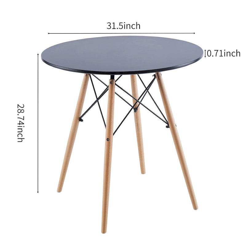 31.5 Tavolo bianco Tavolo da pranzo di metà secolo per 2-4 persone con piano rotondo in MDF, tavolino da caffè per il tempo libero