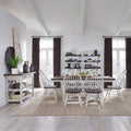 Set da tavolo con cavalletto da 7 pezzi in legno bianco bicolore da fattoria