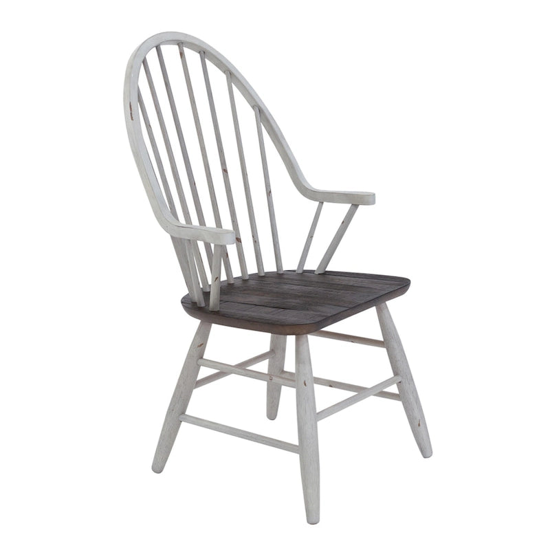 Set da tavolo con cavalletto da 7 pezzi in legno bianco bicolore da fattoria