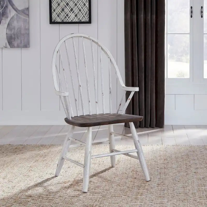 Set da tavolo con cavalletto da 7 pezzi in legno bianco bicolore da fattoria