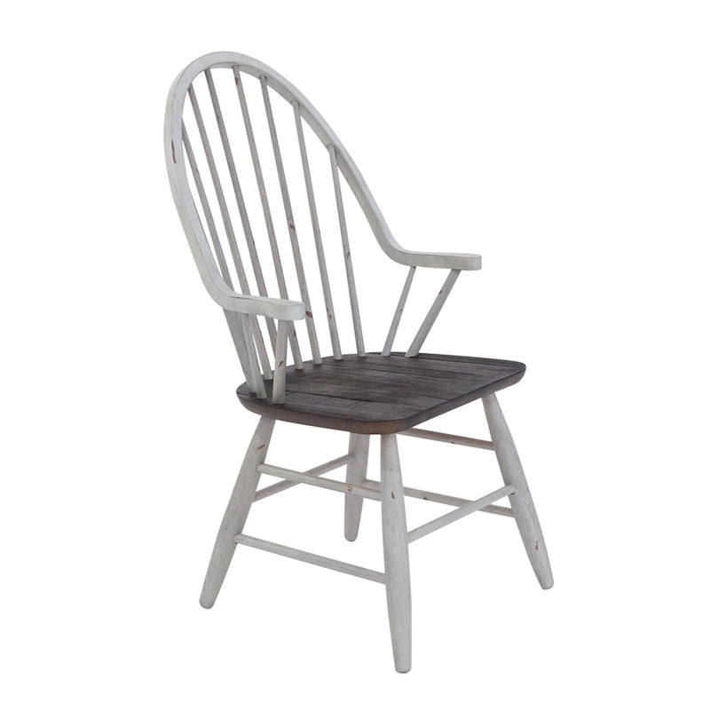 Set da tavolo con cavalletto da 7 pezzi in legno bianco bicolore da fattoria