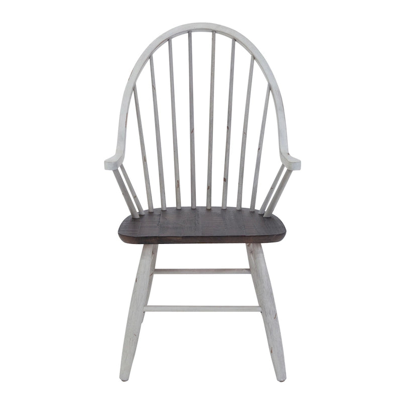 Set da tavolo con cavalletto da 7 pezzi in legno bianco bicolore da fattoria