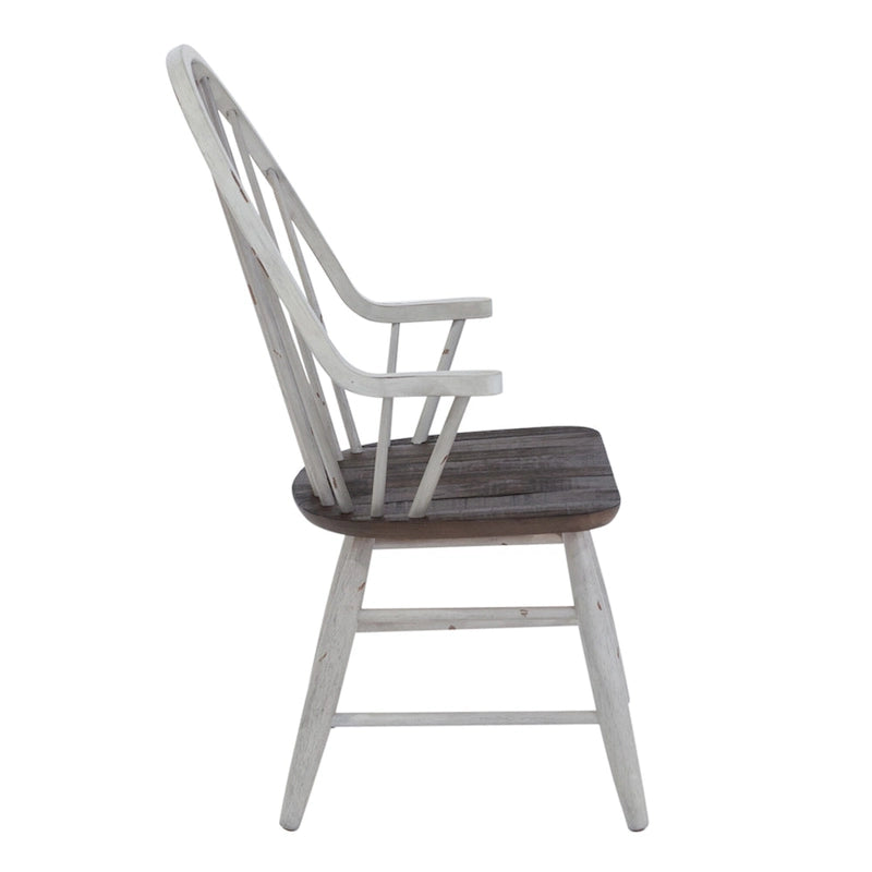 Set da tavolo con cavalletto da 7 pezzi in legno bianco bicolore da fattoria