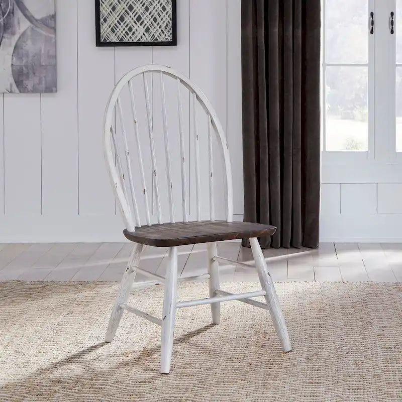 Set da tavolo con cavalletto da 7 pezzi in legno bianco bicolore da fattoria