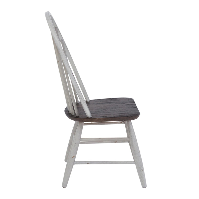 Set da tavolo con cavalletto da 7 pezzi in legno bianco bicolore da fattoria