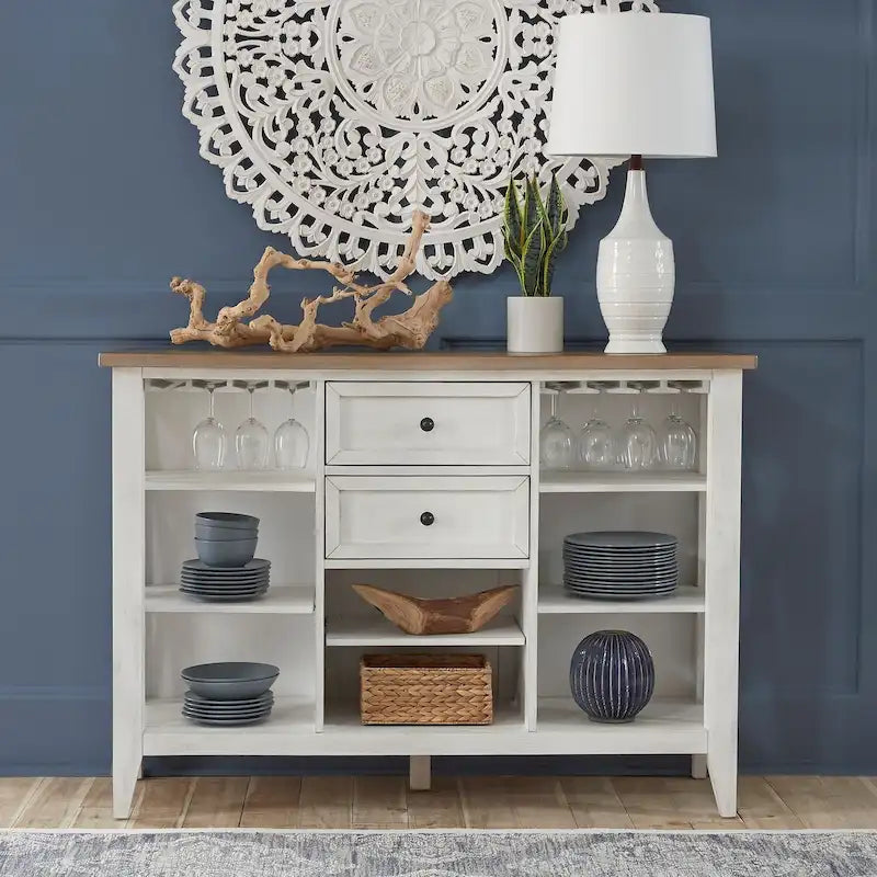 Lakeshore Server con porta bicchieri e ripiani regolabili - Bianco