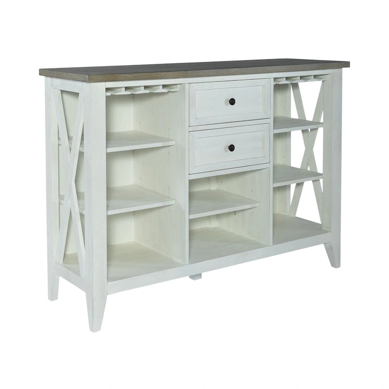Lakeshore Server con porta bicchieri e ripiani regolabili - Bianco