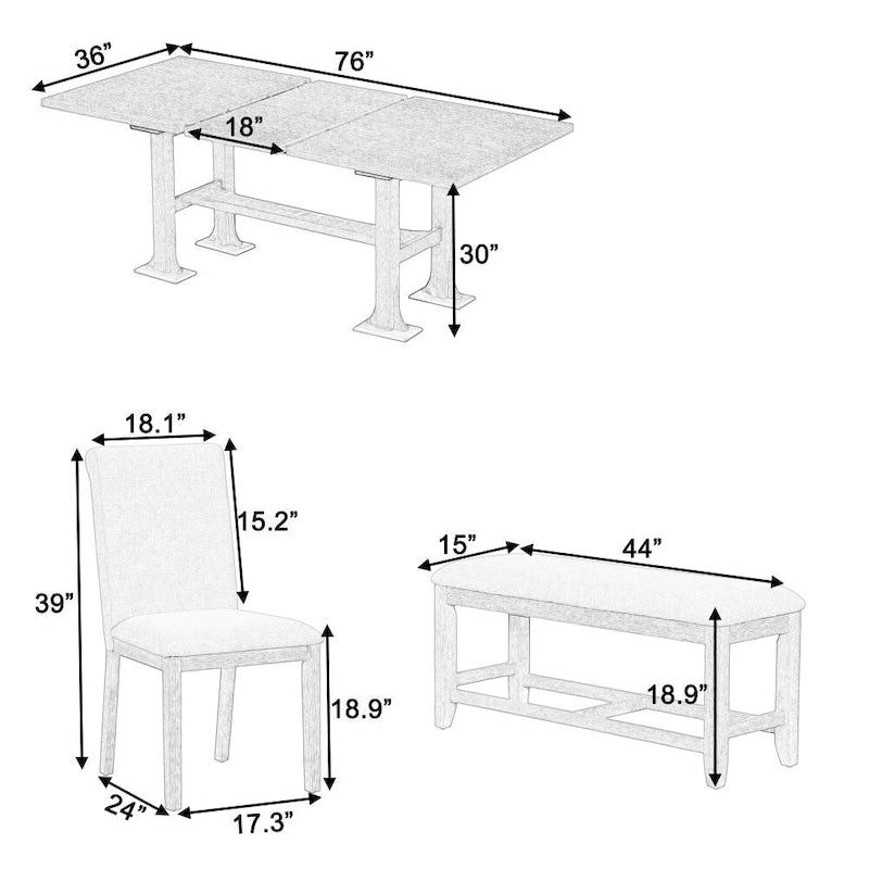 Set da tavolo estensibile da 6 pezzi per sala da pranzo