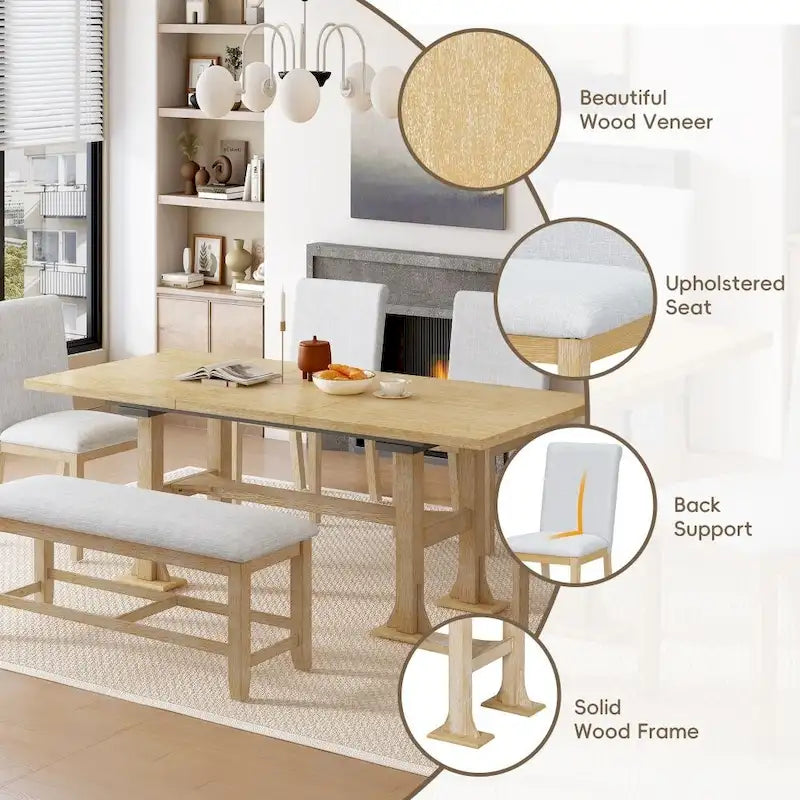 Set da tavolo estensibile da 6 pezzi per sala da pranzo