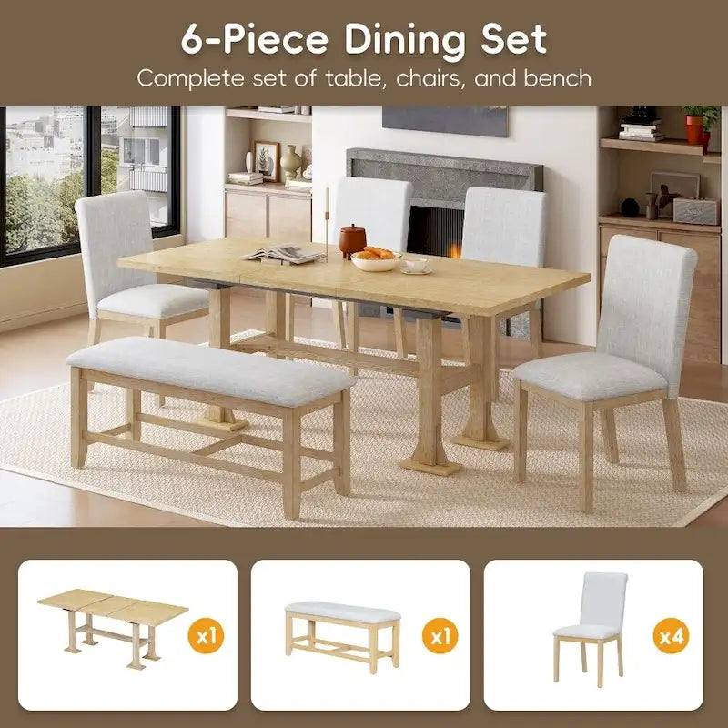 Set da tavolo estensibile da 6 pezzi per sala da pranzo