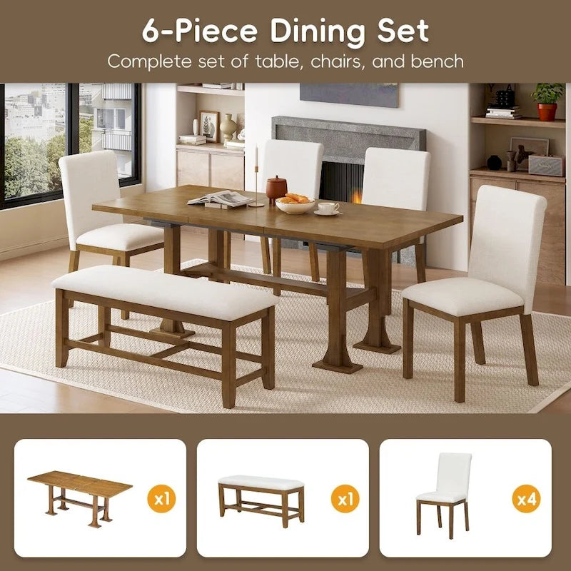 Set da tavolo estensibile da 6 pezzi per sala da pranzo