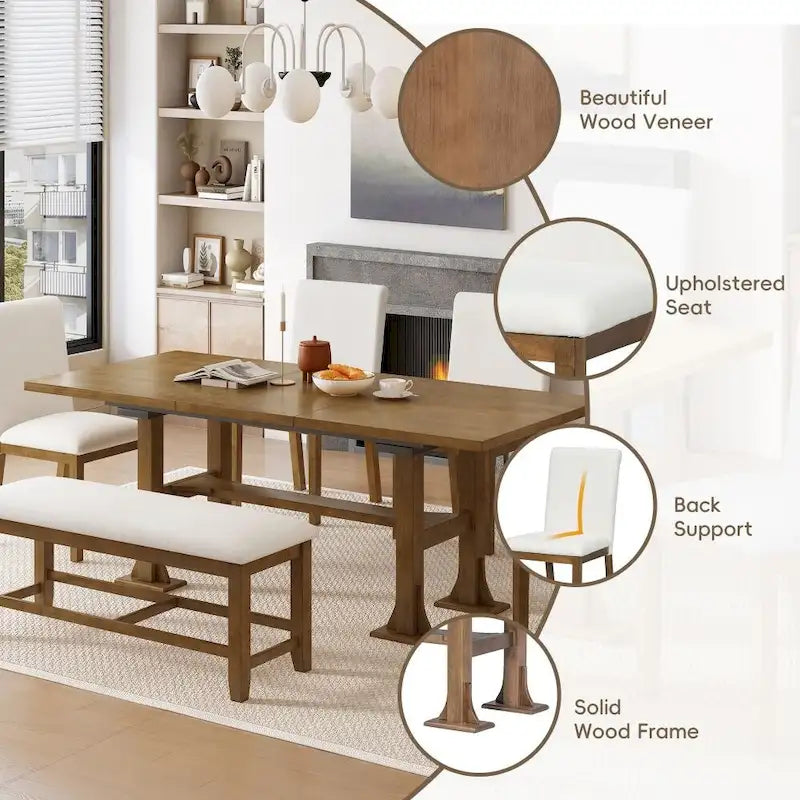 Set da tavolo estensibile da 6 pezzi per sala da pranzo