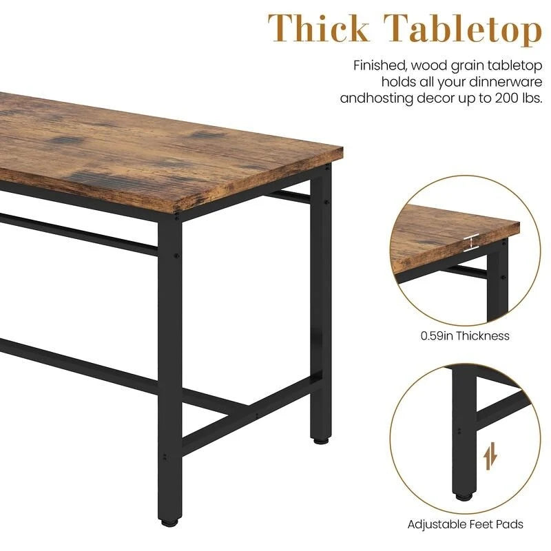 Set da pranzo moderno industriale da 5 pezzi, set da tavolo e sedie rettangolari, dinette, set da pranzo salvaspazio