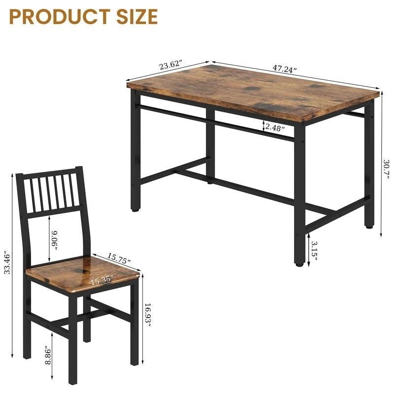 Set da pranzo moderno industriale da 5 pezzi, set da tavolo e sedie rettangolari, dinette, set da pranzo salvaspazio