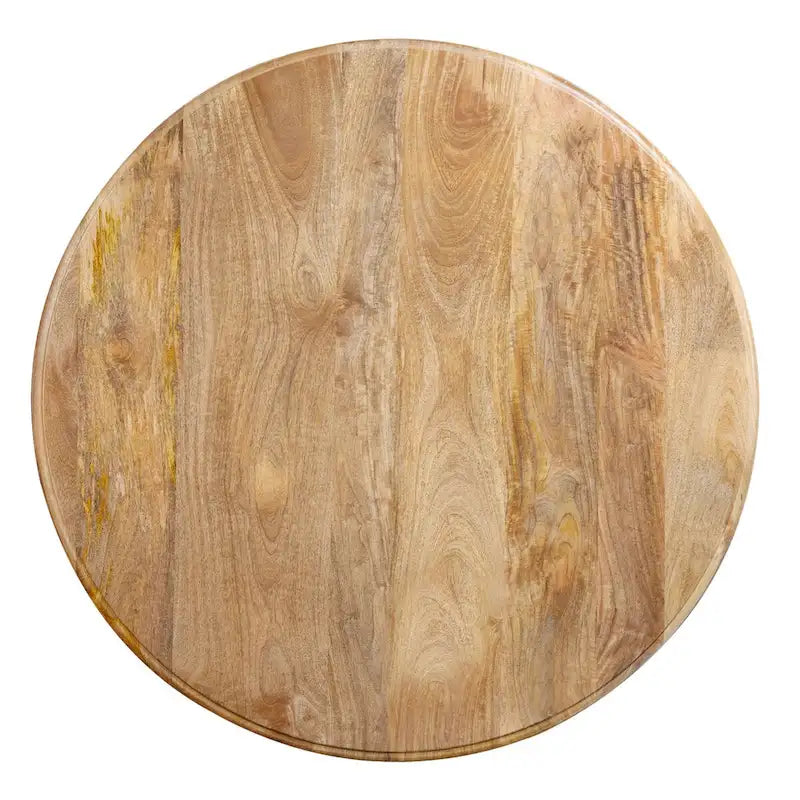 Tavolo da pranzo rotondo da 48 pollici, base in legno di mango naturale anticato