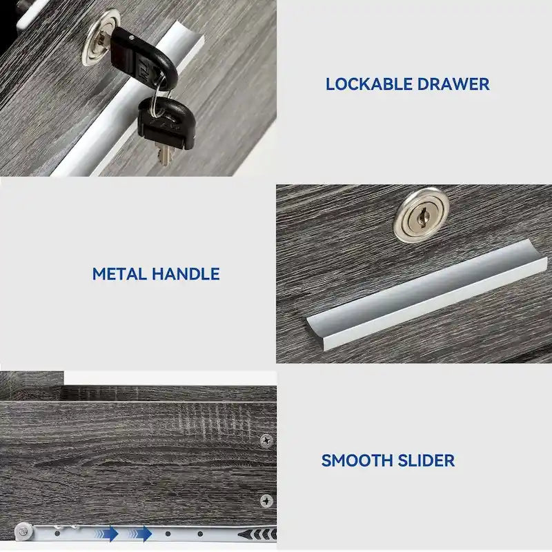 Mobiletto portadocumenti Moasis a 3 cassetti, mobiletto portadocumenti laterale in legno per ufficio domestico