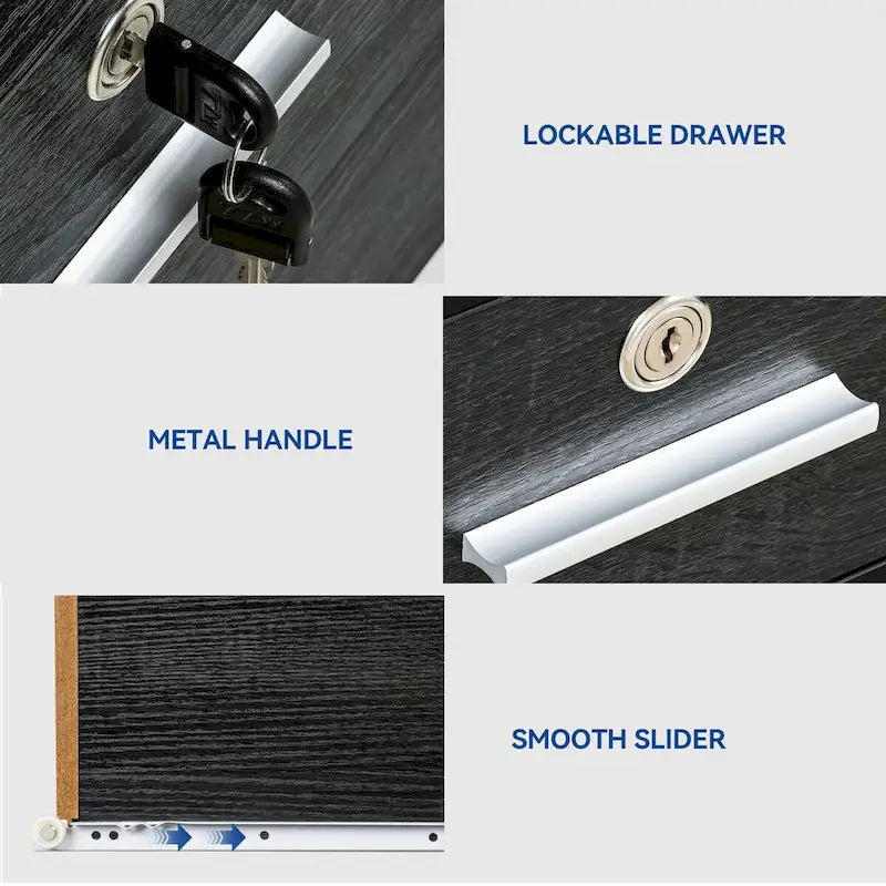 Mobiletto portadocumenti Moasis a 3 cassetti, mobiletto portadocumenti laterale in legno per ufficio domestico