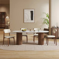 71  Modern Rectangular Dining Table with Stone Table-top, Wood Legs