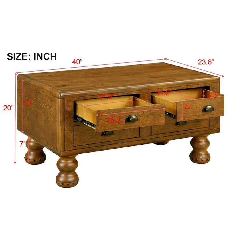 Set di tavoli da soggiorno in legno massello da 3 pezzi