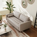 Divano con braccioli quadrati in pelle imbottita Stateside 70