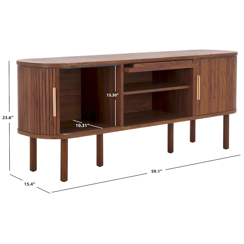 SAFAVIEH Home Tealla Mobile porta TV con 2 cassetti e 1 anta in vetro. - 59Lx15Px24A