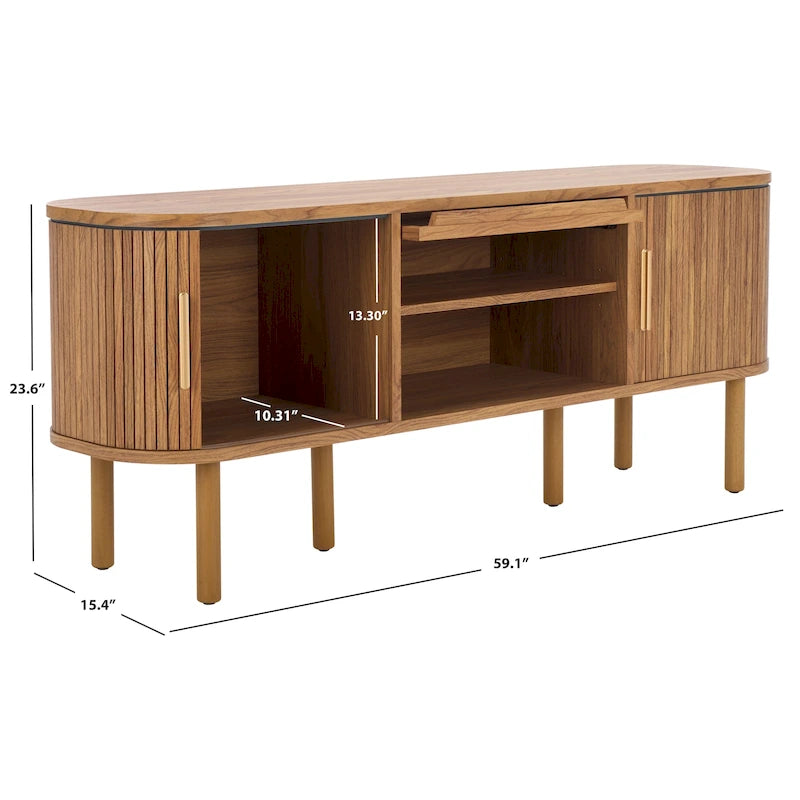 SAFAVIEH Home Tealla Mobile porta TV con 2 cassetti e 1 anta in vetro. - 59Lx15Px24A