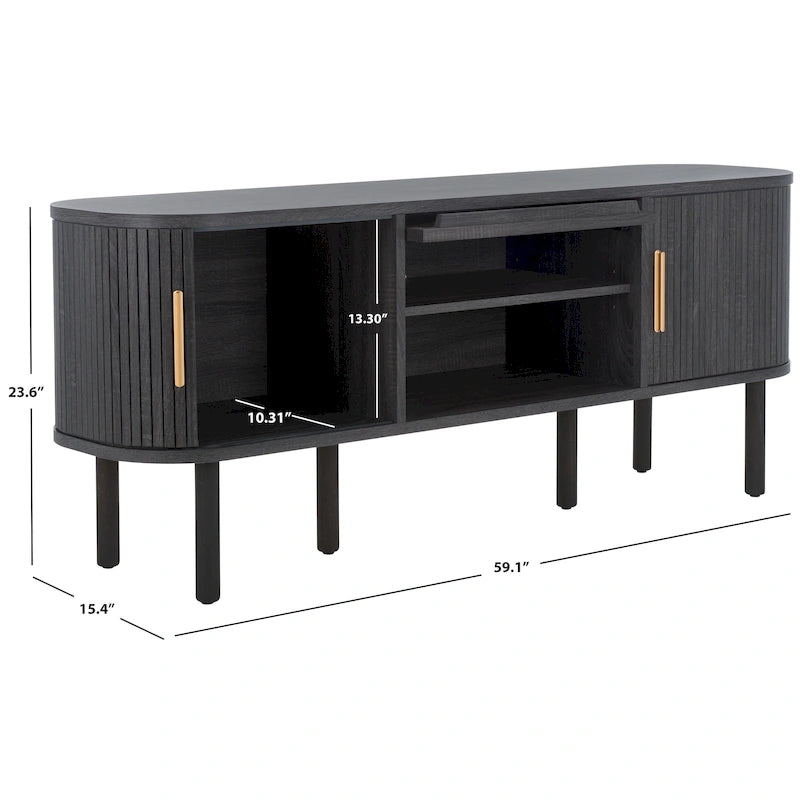 SAFAVIEH Home Tealla Mobile porta TV con 2 cassetti e 1 anta in vetro. - 59Lx15Px24A