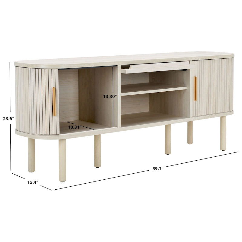 SAFAVIEH Home Tealla Mobile porta TV con 2 cassetti e 1 anta in vetro. - 59Lx15Px24A