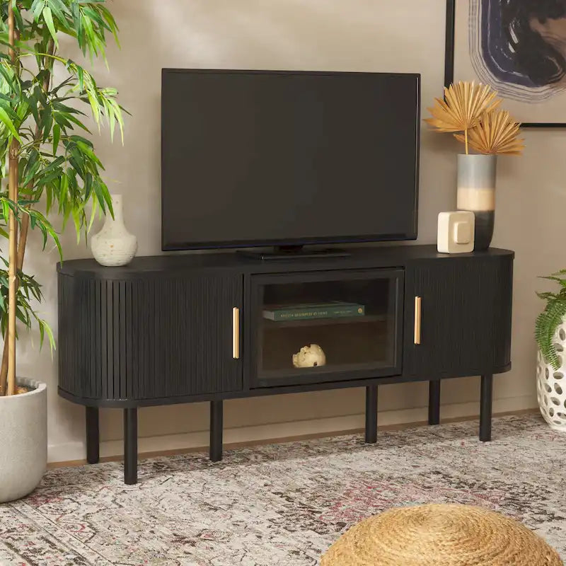 SAFAVIEH Home Tealla Mobile porta TV con 2 cassetti e 1 anta in vetro. - 59Lx15Px24A