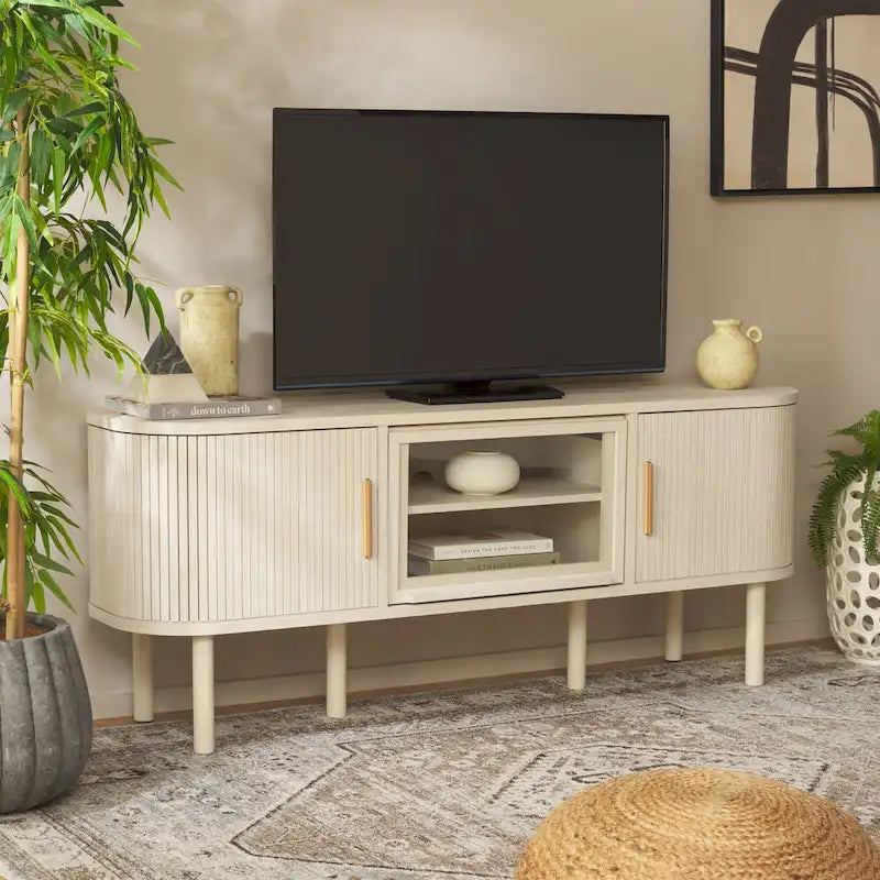 SAFAVIEH Home Tealla Mobile porta TV con 2 cassetti e 1 anta in vetro. - 59Lx15Px24A
