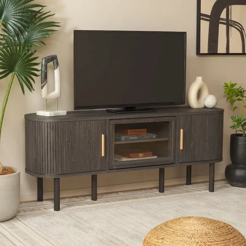 SAFAVIEH Home Tealla Mobile porta TV con 2 cassetti e 1 anta in vetro. - 59Lx15Px24A