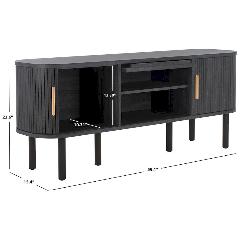 SAFAVIEH Home Tealla Mobile porta TV con 2 cassetti e 1 anta in vetro. - 59Lx15Px24A