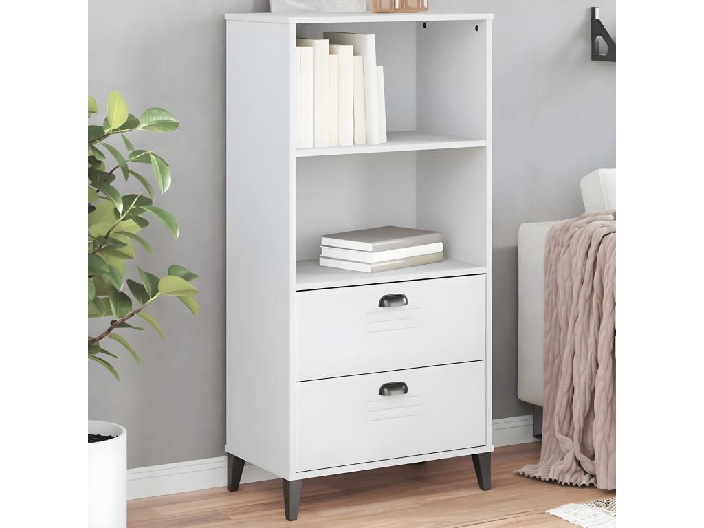 Libreria in legno massello bianco, 60 x 35 x 123 cm