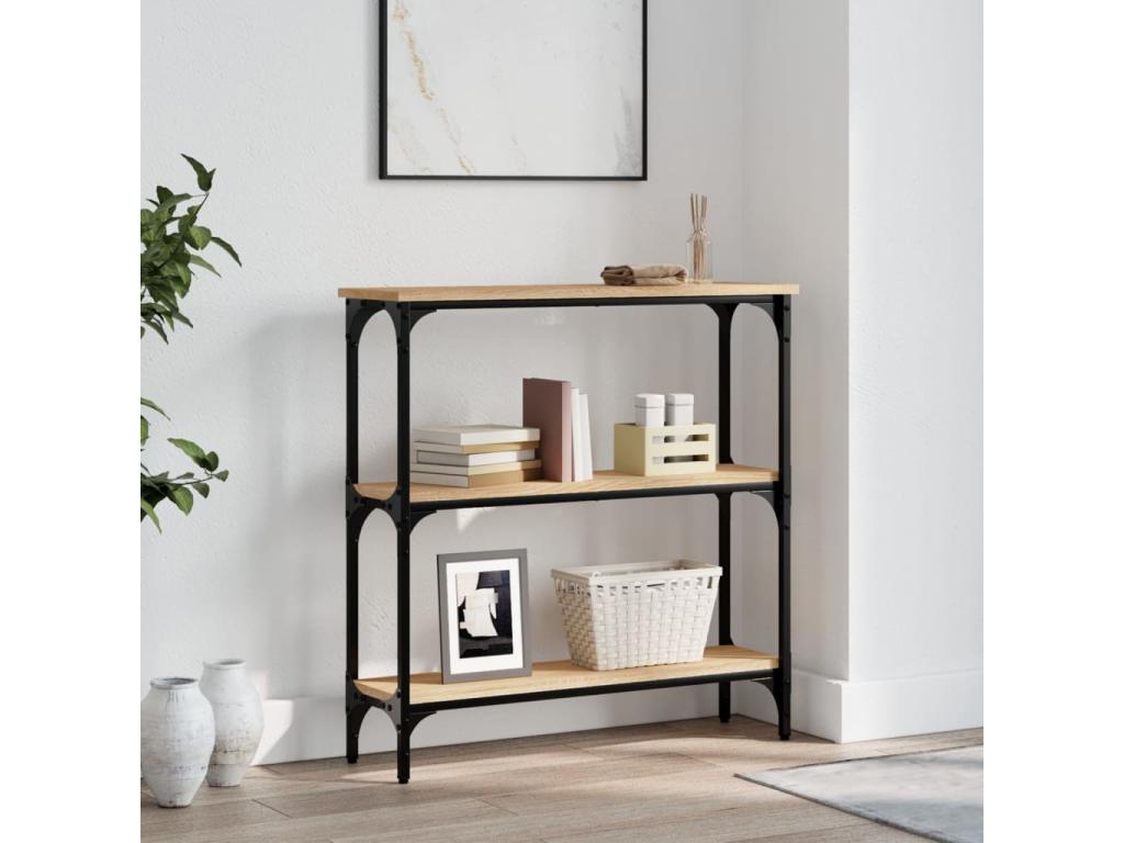 Tavolo in legno ingegnerizzato naturale, 75 x 22,5 x 75 cm