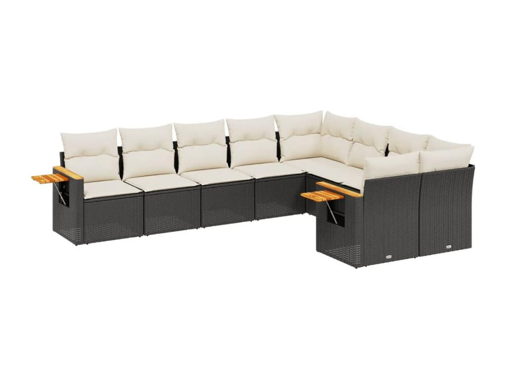 Set di mobili da esterno in vimini intrecciato in resina nera - dlz1766568038779