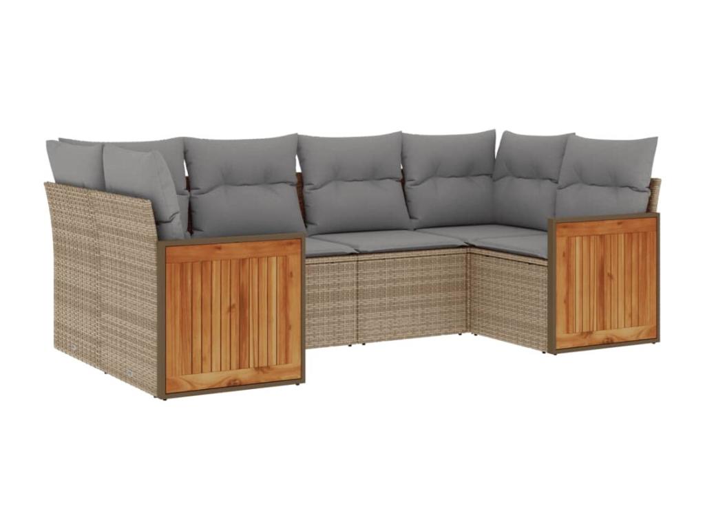 Set di mobili da esterno in vimini intrecciato in resina beige - dlz1766568336813