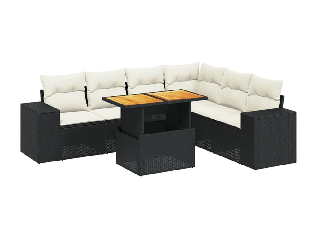 Set di mobili da esterno in vimini intrecciato in resina nera - dlz1766568483344
