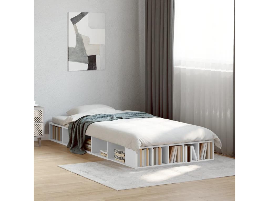Struttura letto in legno ingegnerizzato bianco, 75 x 190 cm