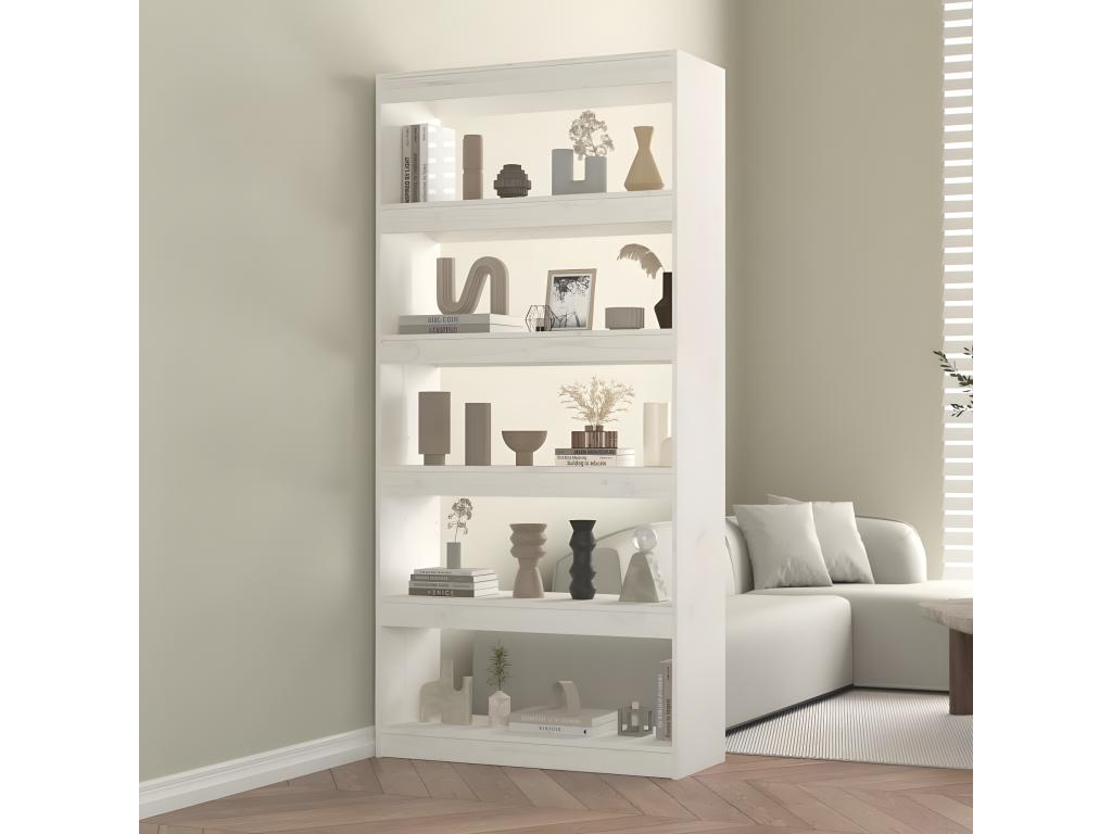 Libreria in legno di pino bianco, 80 x 30 x 167,4 cm