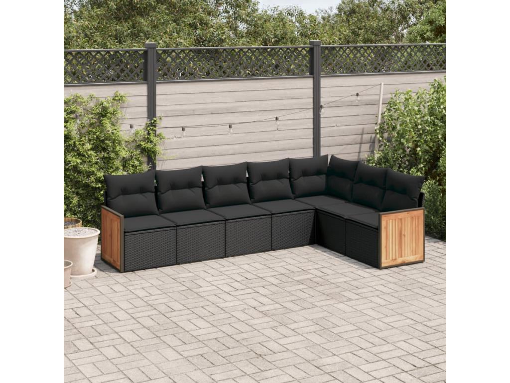 Set di mobili da esterno in vimini intrecciato in resina nera - dlz1766568295187