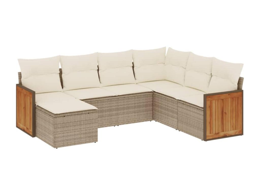 Set di mobili da esterno in vimini intrecciato in resina beige - dlz1766567956445