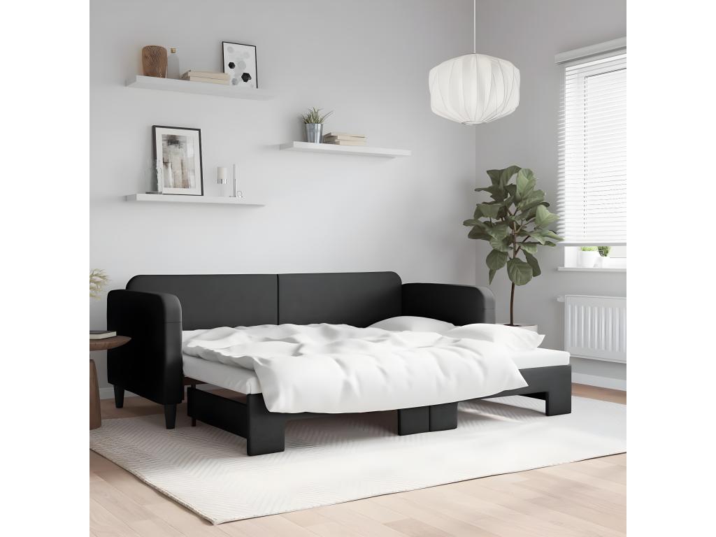 Letto in tessuto nero, 80 x 200 cm