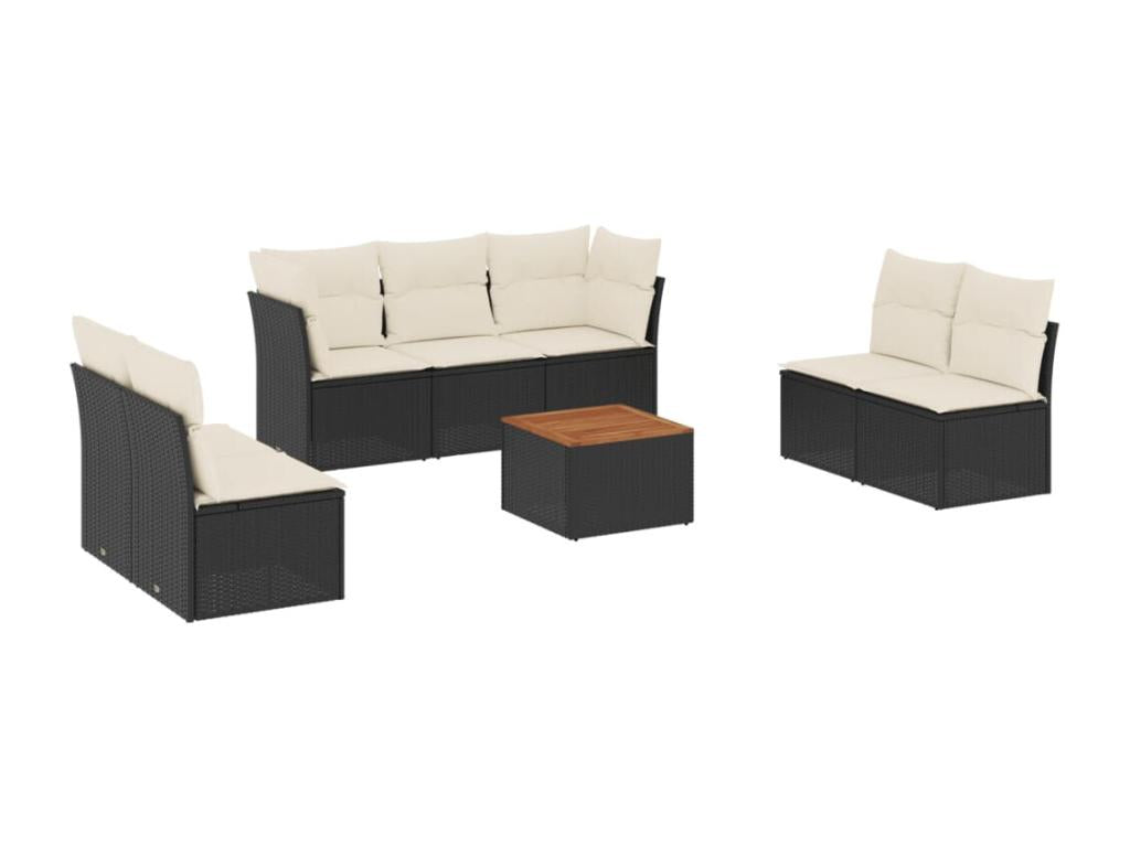 Set di mobili da esterno in vimini intrecciato in resina nera - dlz1766568627044