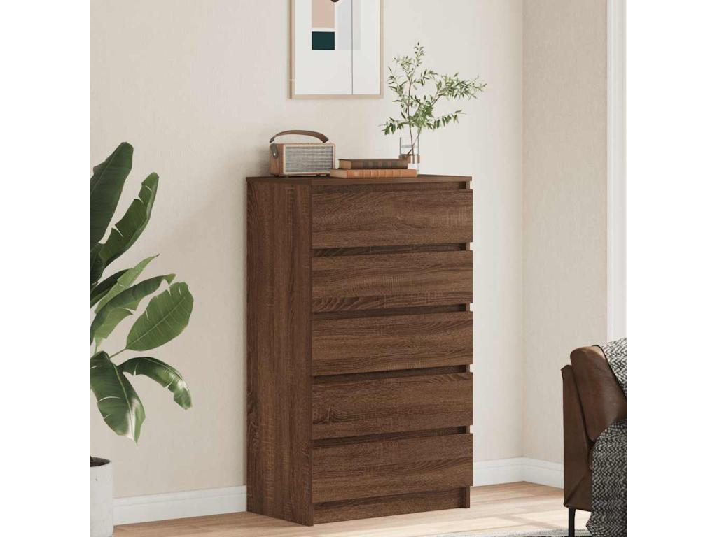 Cassettiera in legno ingegnerizzato marrone, 60 x 36 x 103 cm