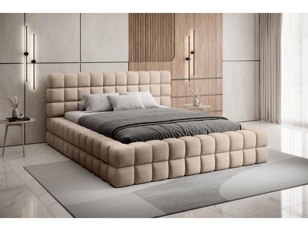 Letto in velluto beige, 160 x 200 cm