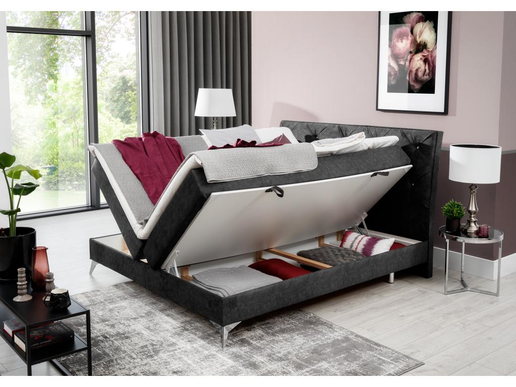 Letto in tessuto nero, 140 x 200 cm