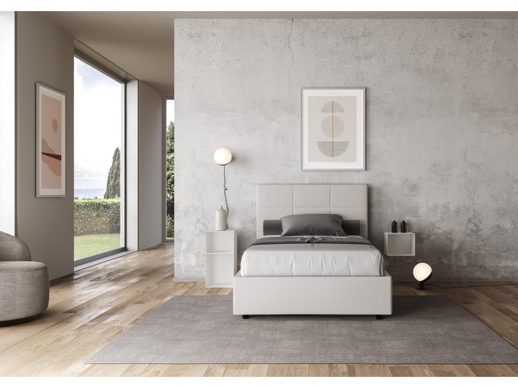 Letto in similpelle bianca, 120 x 210 cm