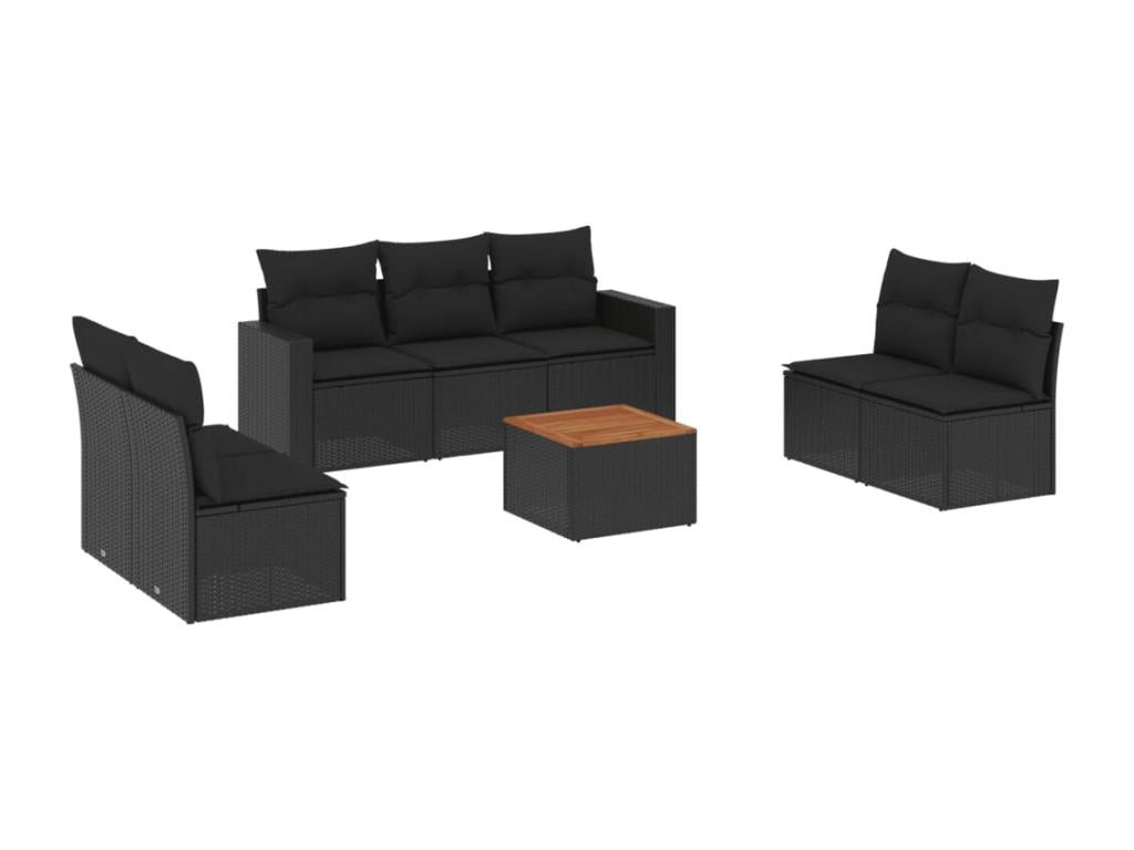 Set di mobili da esterno in vimini intrecciato in resina nera - dlz1766568254621