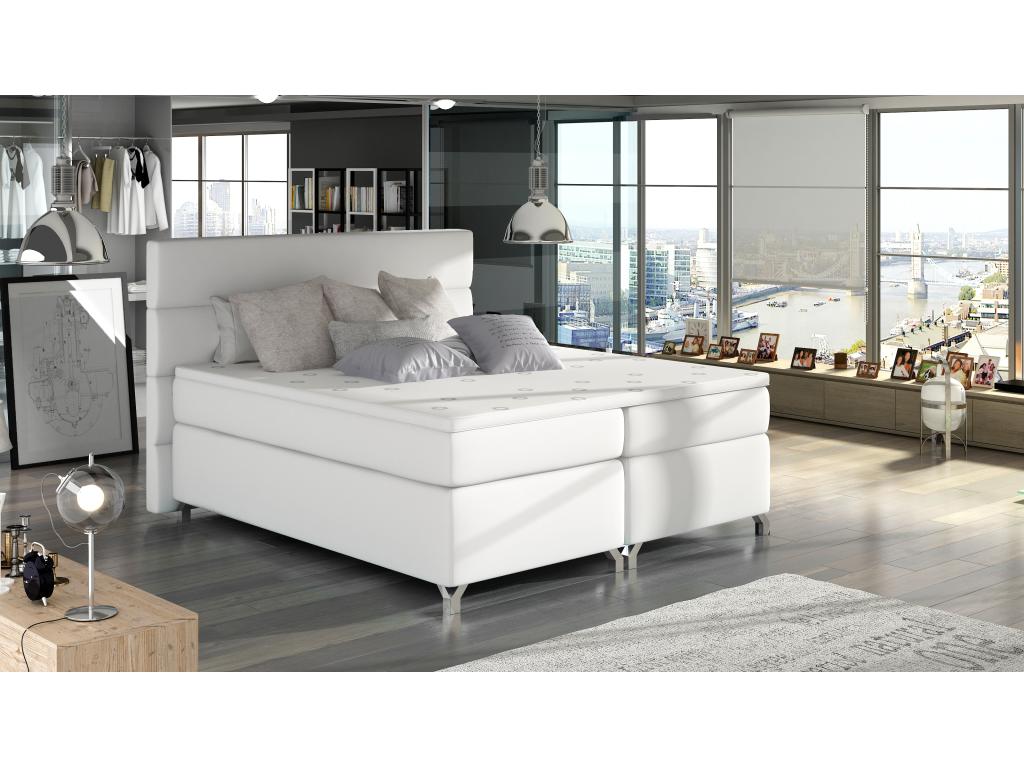 Letto in tessuto bianco, 180 x 200 cm