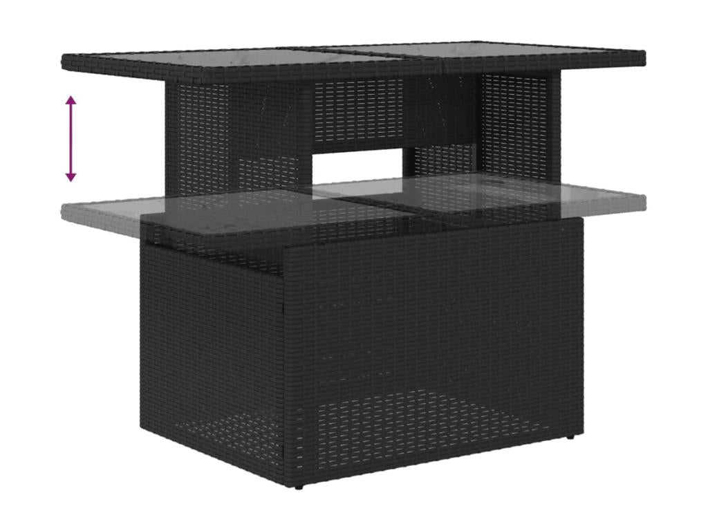 Set di mobili da esterno in vimini intrecciato in resina nera - dlz1766568236138